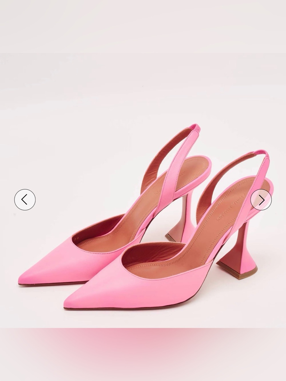 Amina Muaddi Holli Pink Leather Slingback Pumps